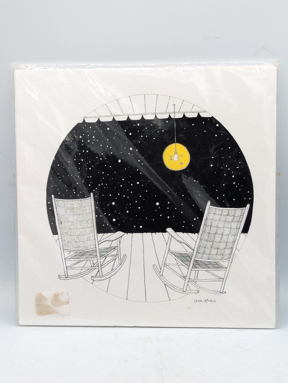 Iris Gottlieb Signed Art Print - Night Scene Two Rocking Chairs 12"x12" Illustra